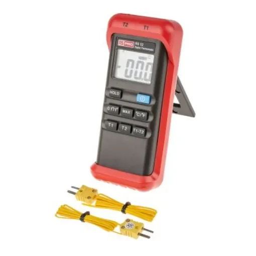RS PRO RS52 Wired Digital Thermometer, K Probe, 2 Input(s), +1300 °C, +1999°F Max, ±1 K Accuracy - 1233216 product image
