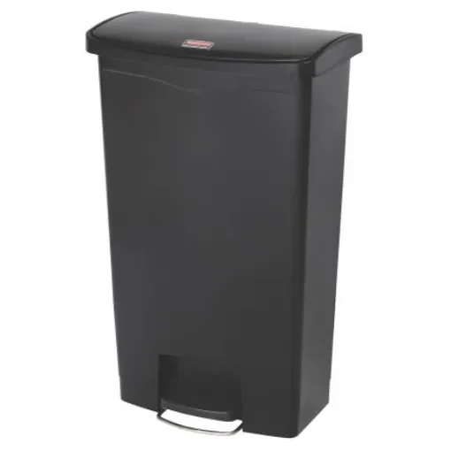 Rubbermaid Commercial Products Slim Jim 68L Black Pedal PE Waste Bin - 1883613 product image
