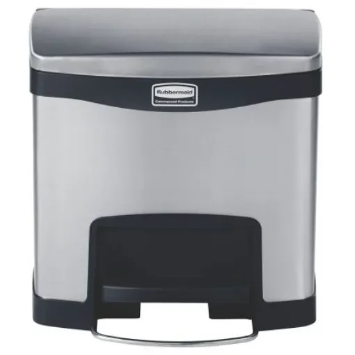 Rubbermaid Commercial Products Slim Jim 15L Chrome Pedal Stainless Steel Waste Bin - 1901982 product image