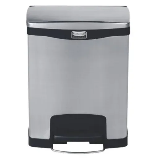 Rubbermaid Commercial Products Slim Jim 30L Chrome Pedal Stainless Steel Waste Bin - 1901985 product image