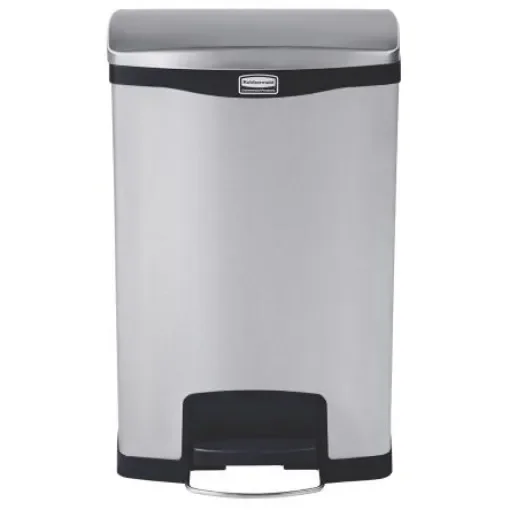 Rubbermaid Commercial Products Slim Jim 50L Chrome Pedal Stainless Steel Waste Bin - 1901992 product image