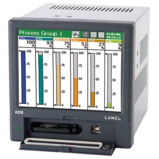Lumel KD8, 4 Input Channels, 4 Output Channels, Videographic Chart Recorder Measures Current, Humidity, Resistance, - KD8 1012008 product image