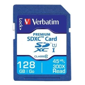 Verbatim 128 GB SDXC SD Card, Class 10, UHS-1 U1 - 44025 product image
