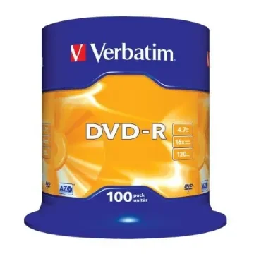 Verbatim DVD-R, 4.7 GB, 16X, 100 Pack - 43549 product image