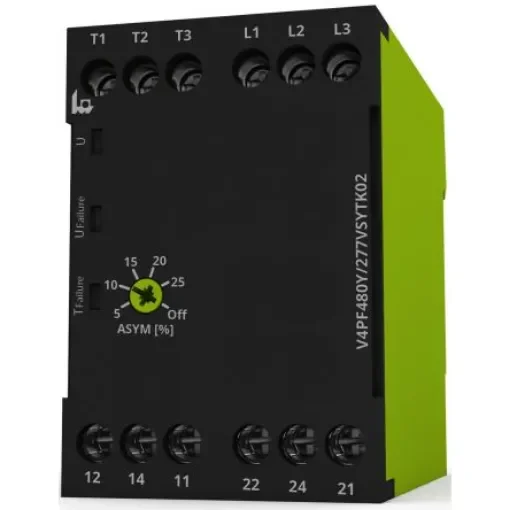 Tele Phase, Temperature Monitoring Relay, 3 Phase, DPDT, DIN Rail - V4PF480Y/277VSYTK02 product image