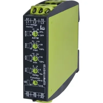 Tele Phase, Voltage Monitoring Relay, 3 Phase, DPDT, Maximum of 115 V, DIN Rail - G2PM115VSY20 24-240V AC/DC product image