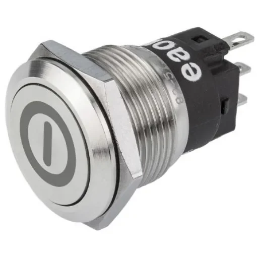 EAO 82 Series Push Button Switch, Momentary, Panel Mount, 19mm Cutout, SPDT, 240V, IP65, IP67 - 82-5151.1000.B001 product image