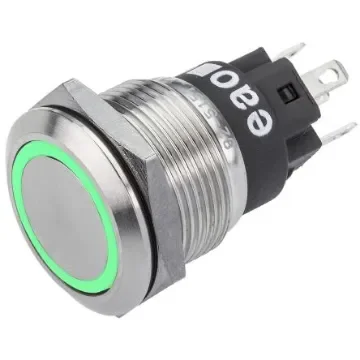 EAO 82 Series Illuminated Push Button Switch, Momentary, Panel Mount, 19mm Cutout, SPDT, Green LED, 240V, IP65, IP67 - 82-5151.1134 product image