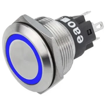 EAO 82 Series Illuminated Push Button Switch, Momentary, Panel Mount, 22.3mm Cutout, SPDT, Blue LED, 240V, IP65, IP67 - 82-6151.1124 product image