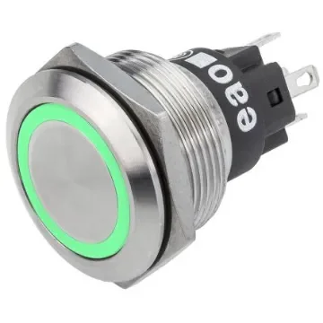 EAO 82 Series Illuminated Push Button Switch, Momentary, Panel Mount, 22.3mm Cutout, SPDT, Green LED, 240V, IP65, IP67 - 82-6151.1134 product image