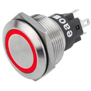 EAO 82 Series Illuminated Push Button Switch, Momentary, Panel Mount, 22.3mm Cutout, SPDT, Red LED, 240V, IP65, IP67 - 82-6151.1116 product image