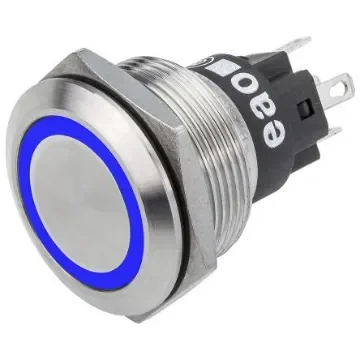 EAO 82 Series Illuminated Push Button Switch, Momentary, Panel Mount, 22.3mm Cutout, SPDT, Blue LED, 240V, IP65, IP67 - 82-6151.1126 product image