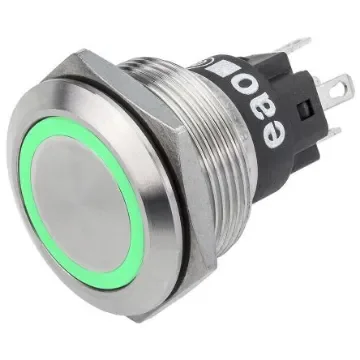 EAO 82 Series Illuminated Push Button Switch, Momentary, Panel Mount, 22.3mm Cutout, SPDT, Green LED, 240V, IP65, IP67 - 82-6151.1136 product image