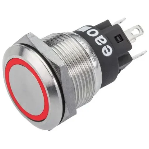 EAO 82 Series Illuminated Push Button Switch, Momentary, Panel Mount, 19mm Cutout, SPDT, Red LED, 240V, IP65, IP67 - 82-5153.1113 product image