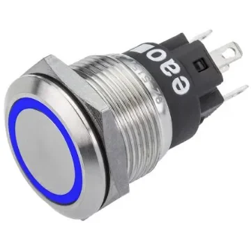 EAO 82 Series Illuminated Push Button Switch, Momentary, Panel Mount, 19mm Cutout, SPDT, Blue LED, 240V, IP65, IP67 - 82-5153.1123 product image