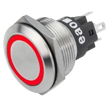 EAO 82 Series Illuminated Push Button Switch, Momentary, Panel Mount, 22.3mm Cutout, SPDT, Red LED, 240V, IP65, IP67 - 82-6153.1113 product image