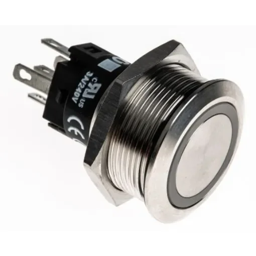 EAO 82 Series Illuminated Push Button Switch, Momentary, Panel Mount, 22.3mm Cutout, SPDT, Green LED, 240V, IP65, IP67 - 82-6153.1133 product image