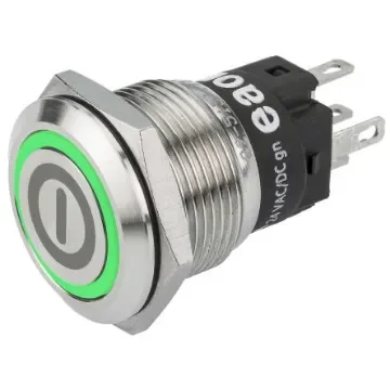 EAO 82 Series Illuminated Push Button Switch, Momentary, Panel Mount, 19mm Cutout, SPDT, Green LED, 240V, IP65, IP67 - 82-5153.1133.B001 product image