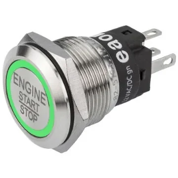 EAO 82 Series Illuminated Push Button Switch, Momentary, Panel Mount, 19mm Cutout, SPDT, Green LED, 240V, IP65, IP67 - 82-5153.1133.B097 product image