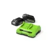 Greenworks - 24V Starter Kit with 2 x 2.0Ah Batteries + Dual Charger - 2927707 product image