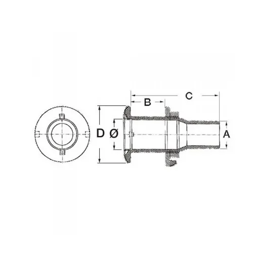 Osculati - AISI 316 Hull Pass 1 1/4" x 39 mm product image