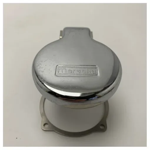 <p>Marine Grade Chrome Metal Connector Cover for Marechal DSN6 – Corrosion Resistant Electrical Connector Protection</p> product image