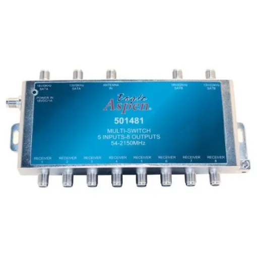 Aspan 501481 5x8 satellite multiswitch with power adapter product image