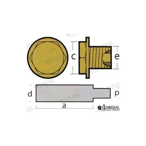 TECNOSEAL Anode with Nut Nanni Diesel (Mercedes) - TEN02100T product image