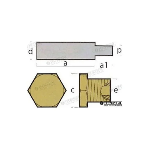 TECNOSEAL Zinc Anode 50x16 Mm with Plug - TEN02043T product image