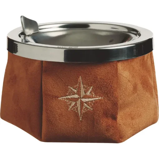Marine Business Ash Tray with Lid, Camel Suede - 30114 product image