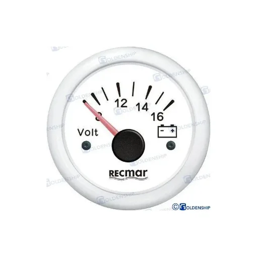 White Nautical Voltmeter 8-16V - RECKY13304 product image