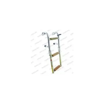 Folding Stainless Steel Ladder with 3 Teak Nautical Steps - 40250878 product image