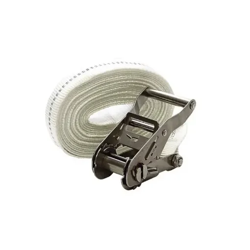 Marina Performance Ropes - Professional White Stainless Steel Lashing Strap 25mm X 5m - 1220BL-25 product image