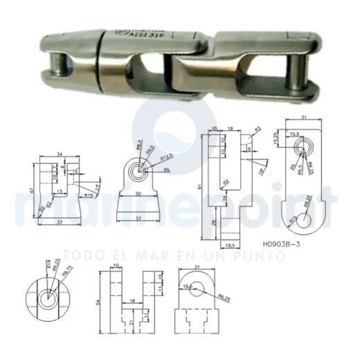 KONG Swivel Anchor Stainless Steel Universal Joint - GS71134 product image