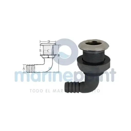 90º Elbow Thru-Hull Nylon/Stainless - GS30342 product image