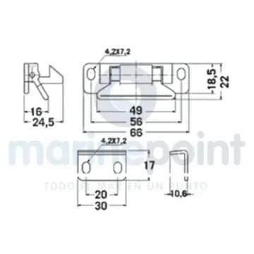 White Concealed Latch for Marine Furniture - 121129 product image
