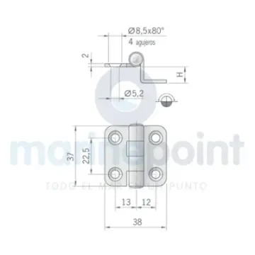 304 Stainless Steel Hinge Asymmetrical - 127033 product image