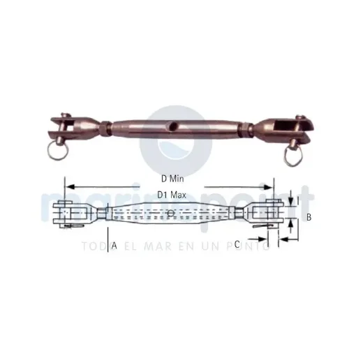 12 Mm AISI 316 Stainless Steel Tensioner - GS72054B product image