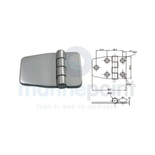 37x56 Mm Covered Hinge in 316 Stainless Steel - GS72141 product image