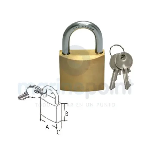 Marine Brass Padlock with Stainless Steel Shackle - GS76040 product image