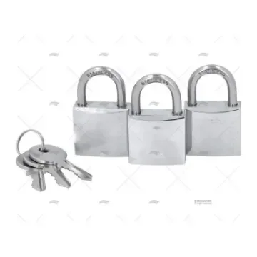 Set of 3 Nautical Long Stainless Steel Padlocks - 44250413 product image