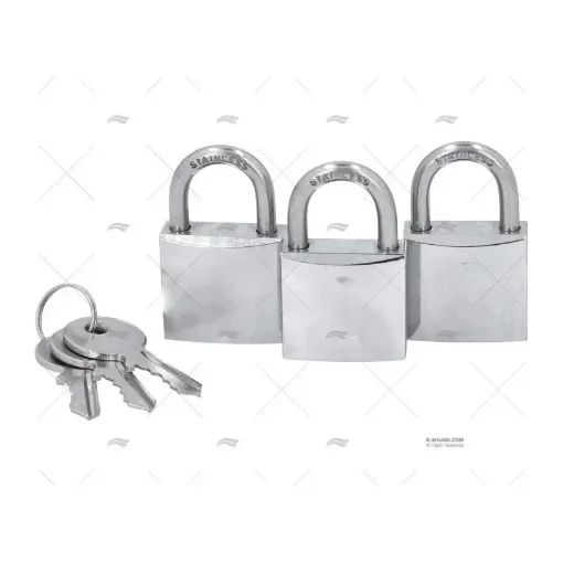 Set of 3 Nautical Long Stainless Steel Padlocks - 44250413 product image