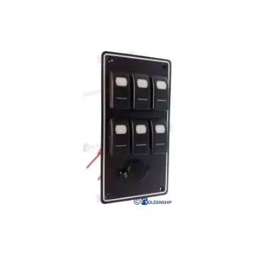 3+3 Switch Panel with Rocker Switch and Socket - GS11183 product image