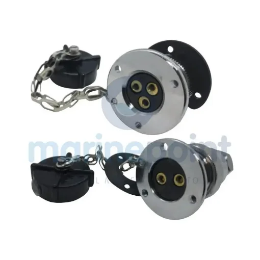 5Ah 3-Pole Waterproof Chrome-Plated Brass Deck Plug - GS11024 product image