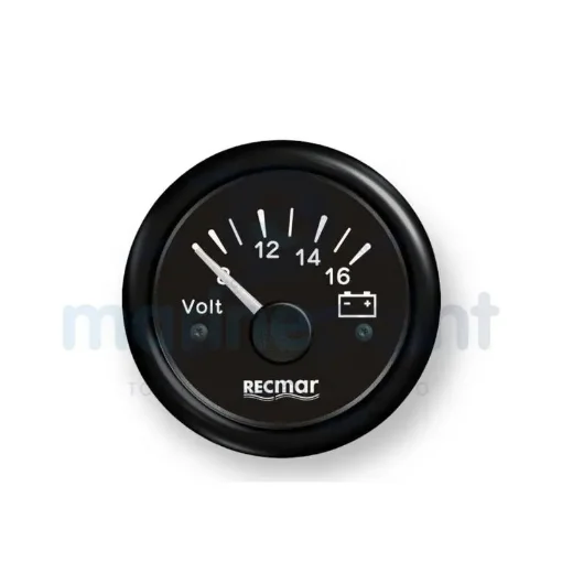 Nautical Voltmeter 8-16V, Black Scale - RECKY13200 product image