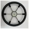 Allpa Black Leather Steering Wheel for Marine Boats - Durable Stainless Steel Spokes, Weather Resistant - NL7360/01 product image