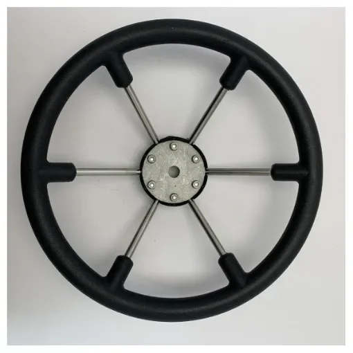 Allpa Black Leather Steering Wheel for Marine Boats - Durable Stainless Steel Spokes, Weather Resistant - NL7360/01 product image
