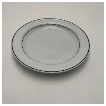 Riva Ceramic 21cm Flat Round Plate for Marine Use - Durable Porcelain Dinnerware with Blue Trim and Riva Logo product image