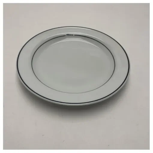 Riva Ceramic 21cm Flat Round Plate for Marine Use - Durable Porcelain Dinnerware with Blue Trim and Riva Logo product image