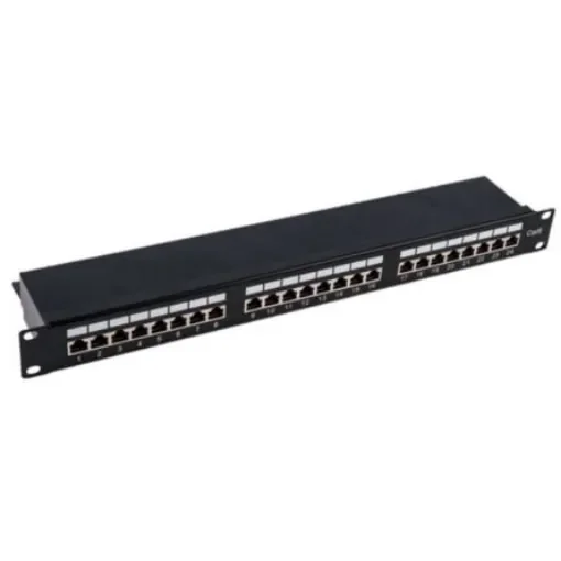 RS PRO Cat5e 24 Port RJ Patch Panel STP 1U Black - 143834 product image